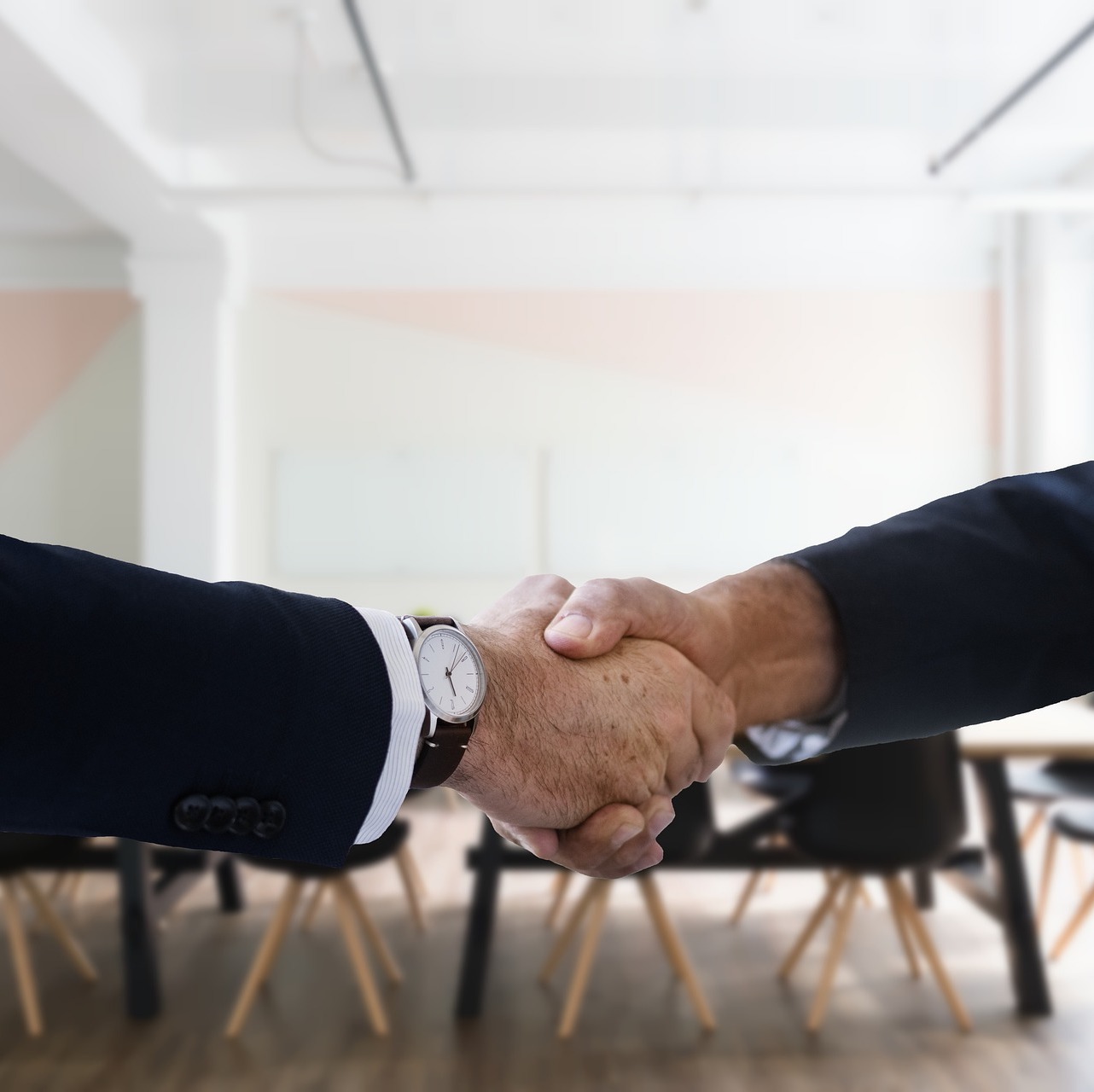 Executives shaking hands